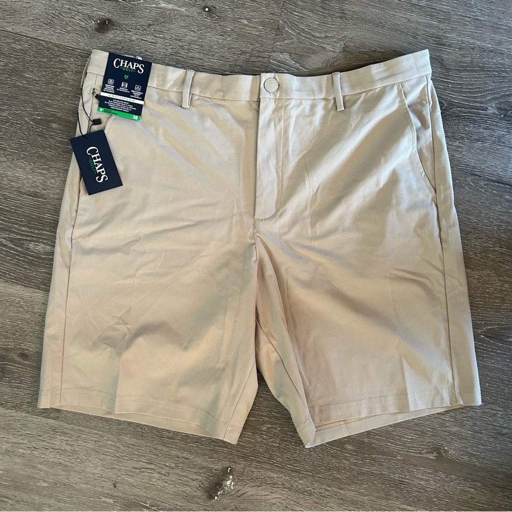 NWT Men’s 38 9” Inseam Chaps Golf Khaki Shorts Slim Fit Moisture Wicking Stretch